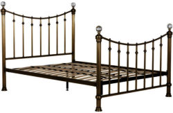 Schreiber Oborne Metal Double Bed Frame - Brass/Crystal